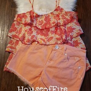 Justice Adorbs matching tank top & shorts bundle w FREE MATCHING EARRINGS!